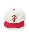 Retro red and cream Merman hat with embroidered Merman logo transparent background